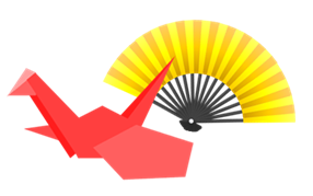 折鶴と扇のイラスト