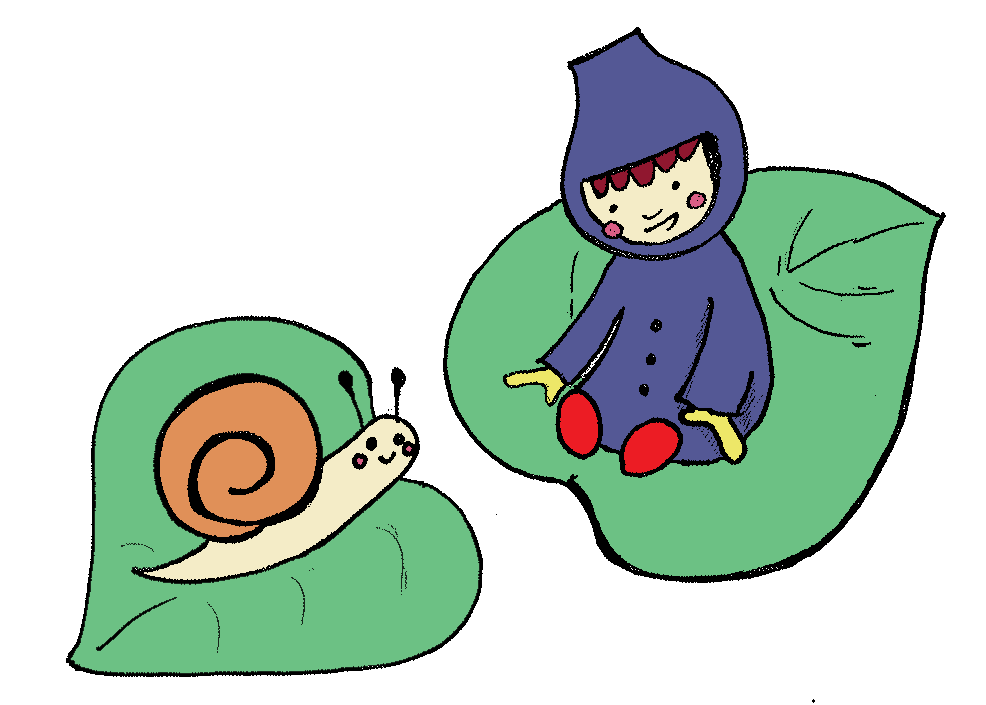 おはなしぼうやとかたつむりのイラスト